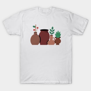 Minimal House Plants In Vases T-Shirt